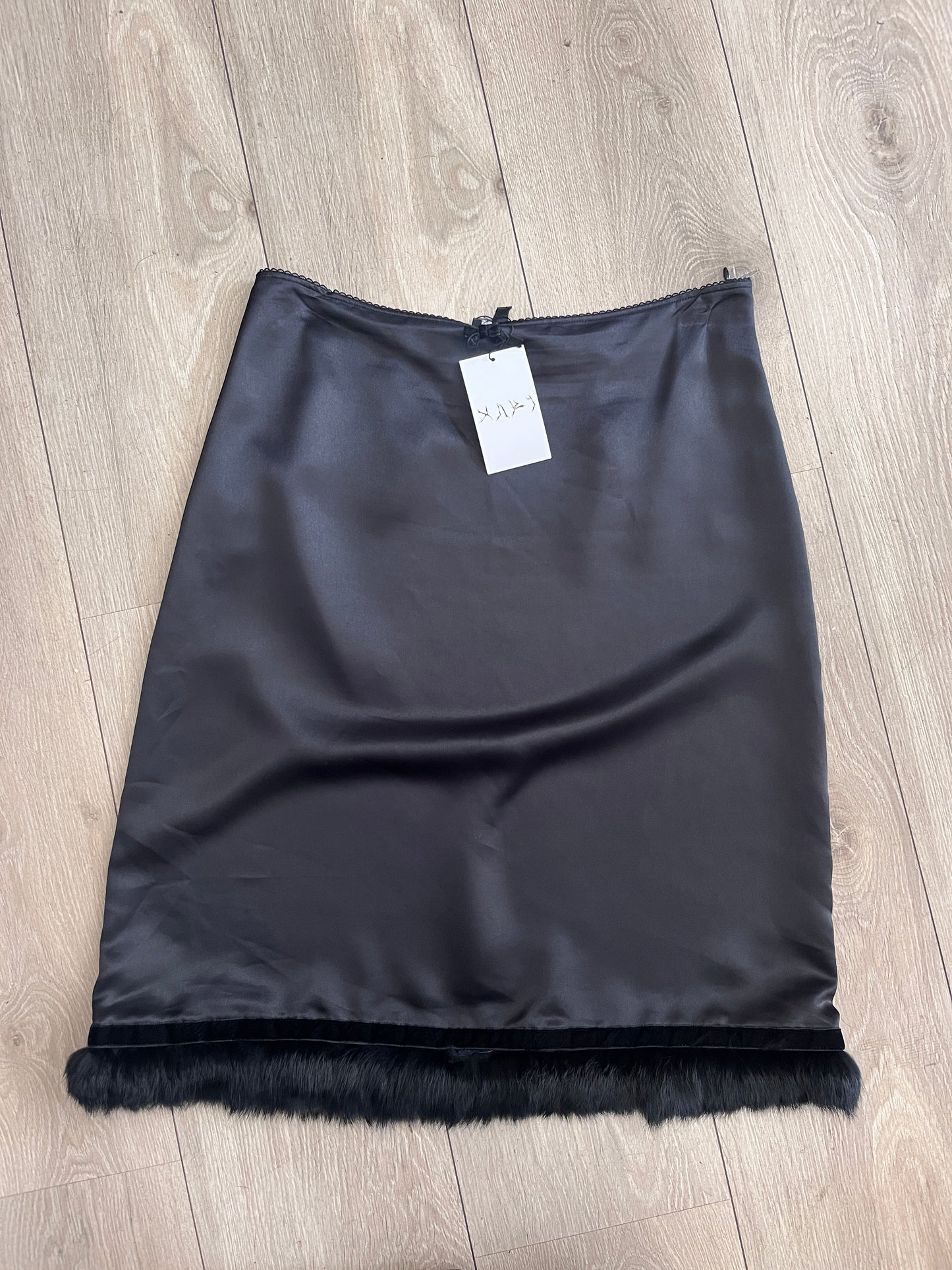 Kookaï Satin Fur Trim Mini Skirt #11002
