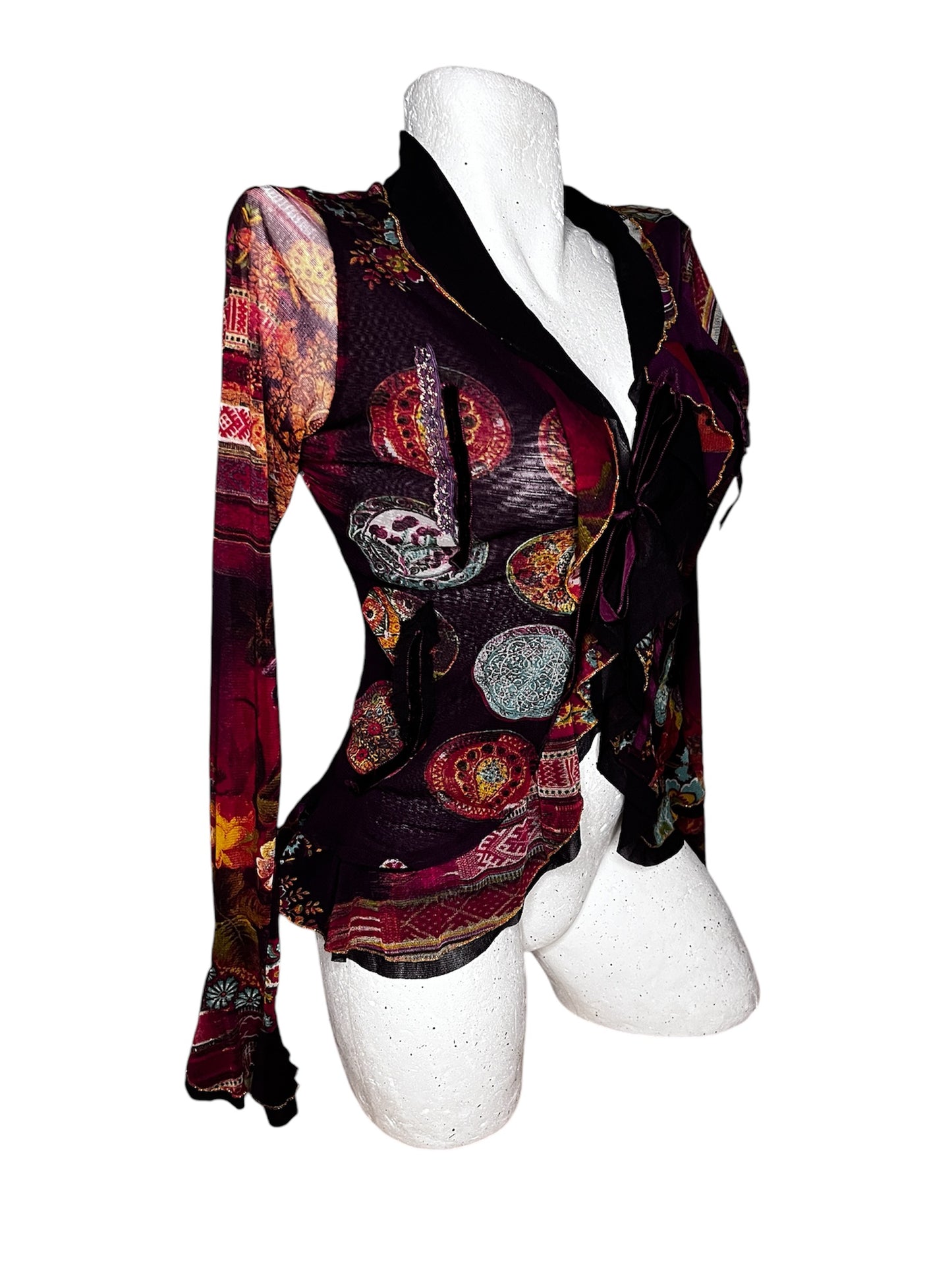 Italia Tie- Front Mesh Top #5758