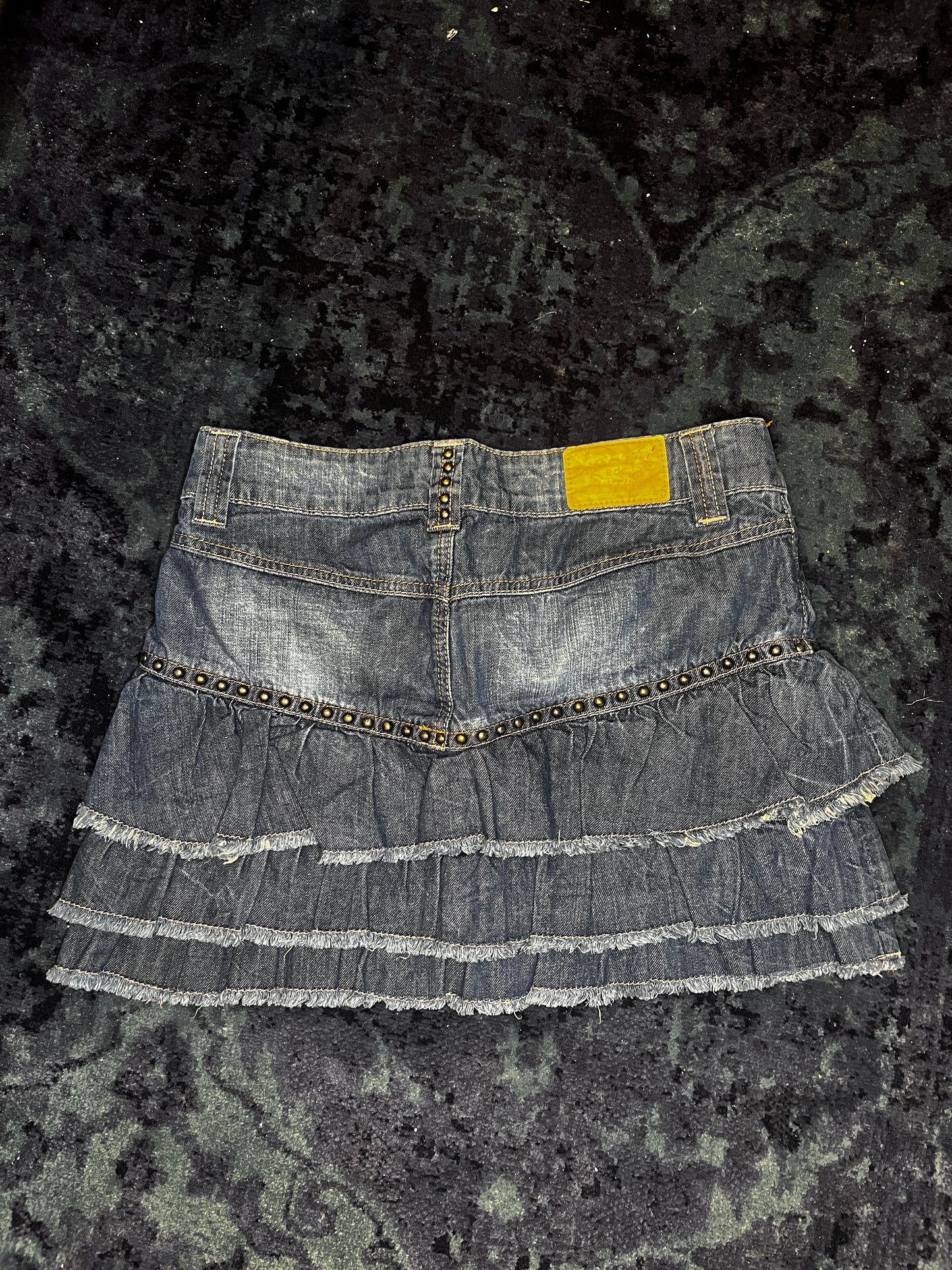 Denim ruffle-mini Skirt #9773