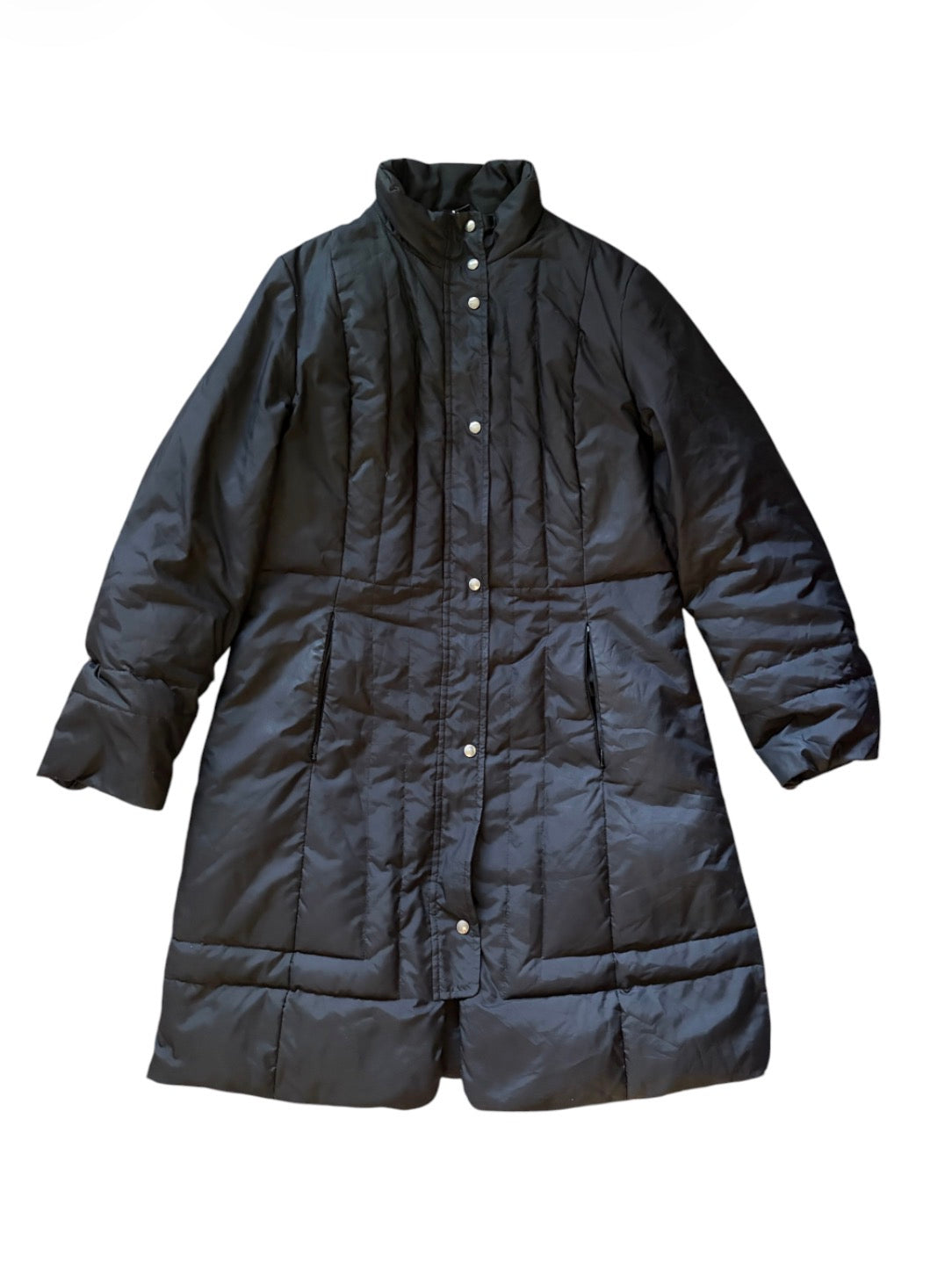 MAX&Co. Black Quilted Coat with Stand Collar #13592
