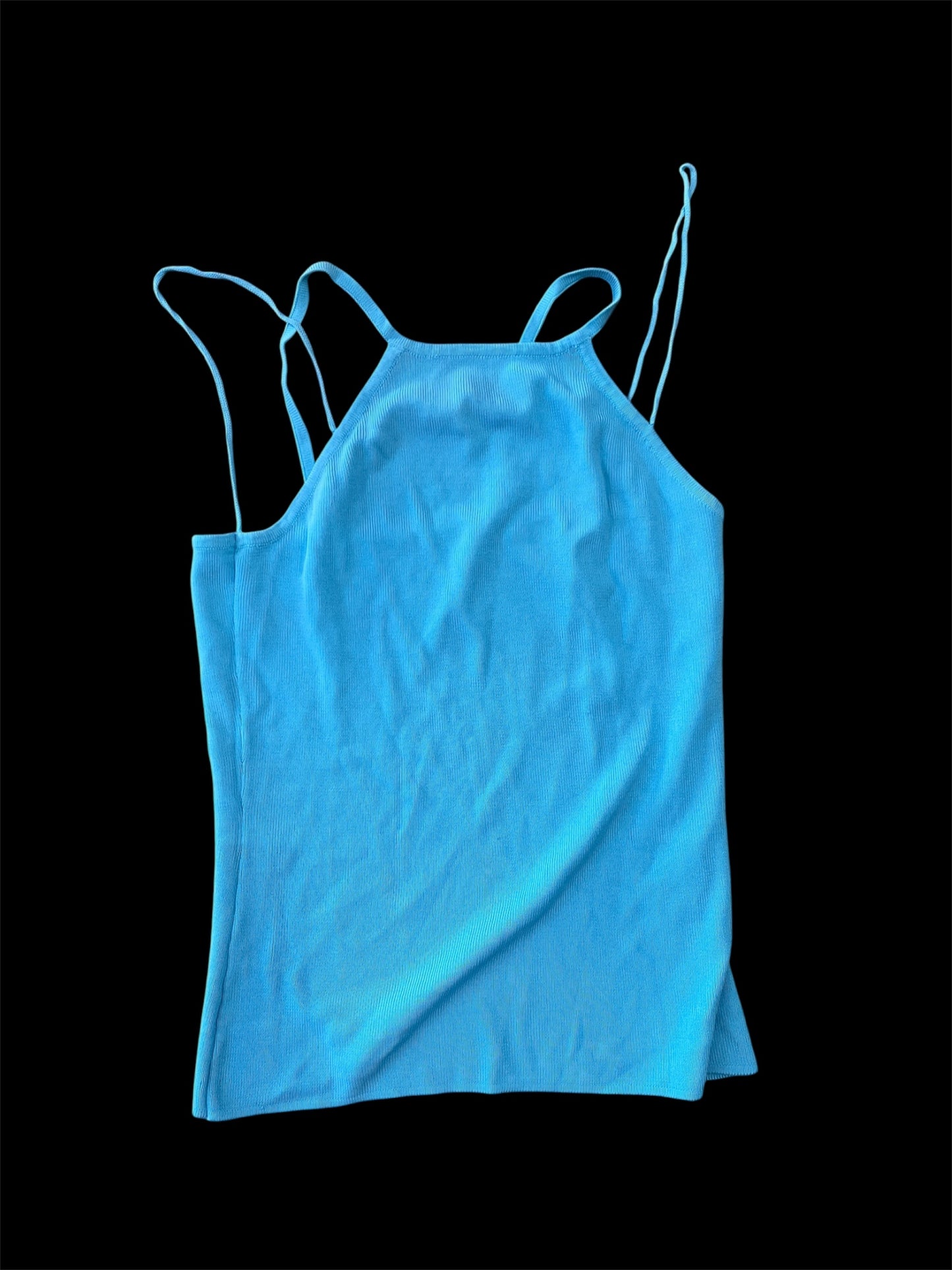 Baby Blue Ribbed Halter Tank #12978