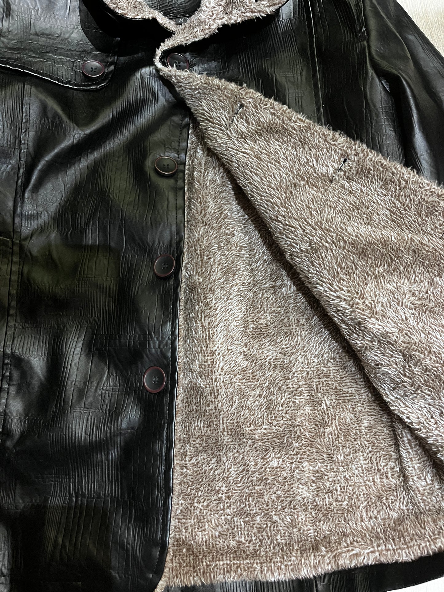 Faux Leather Jacket with Fleece Lining #6061