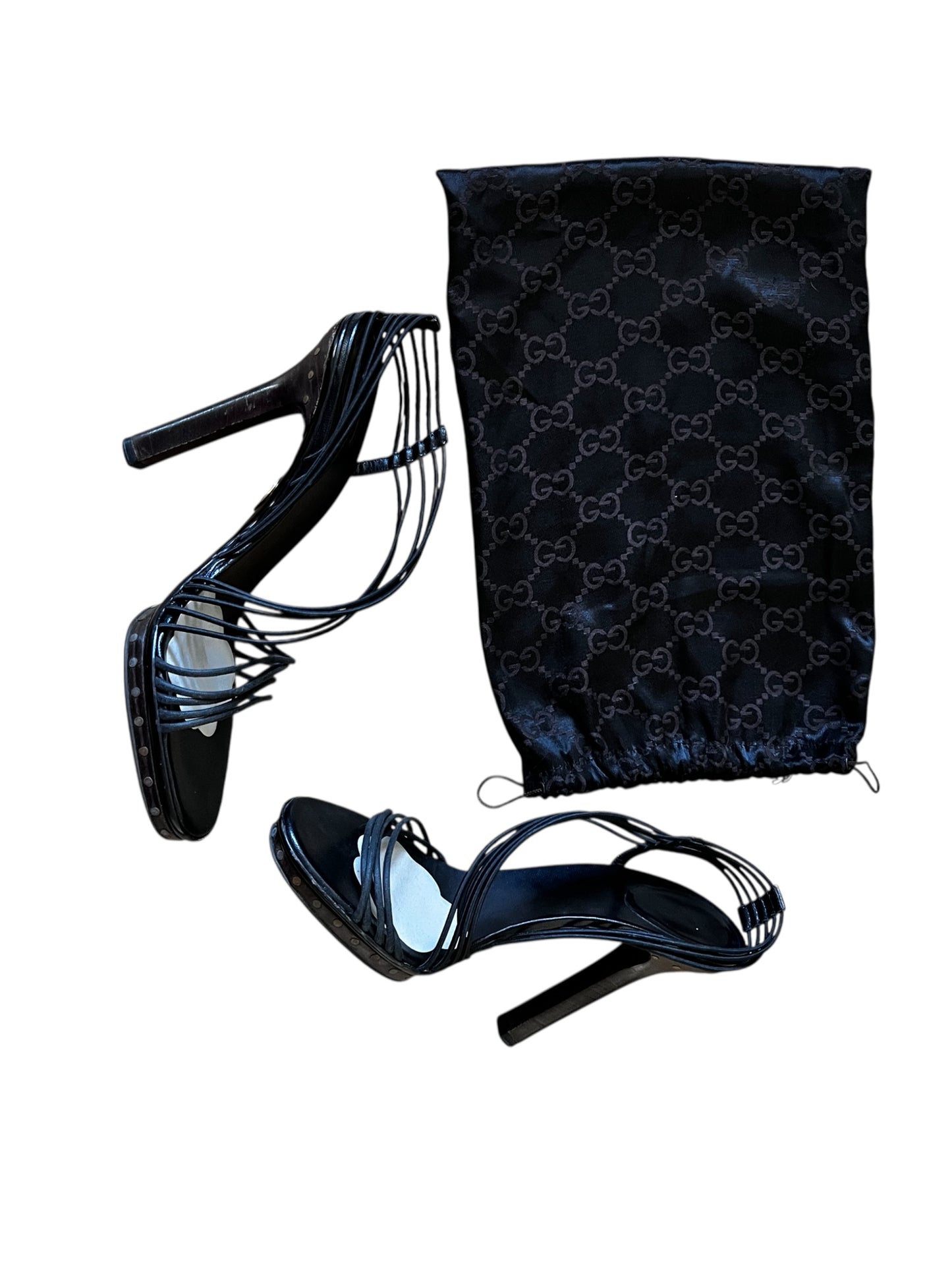 90s Gucci Black Strappy Heels #9241