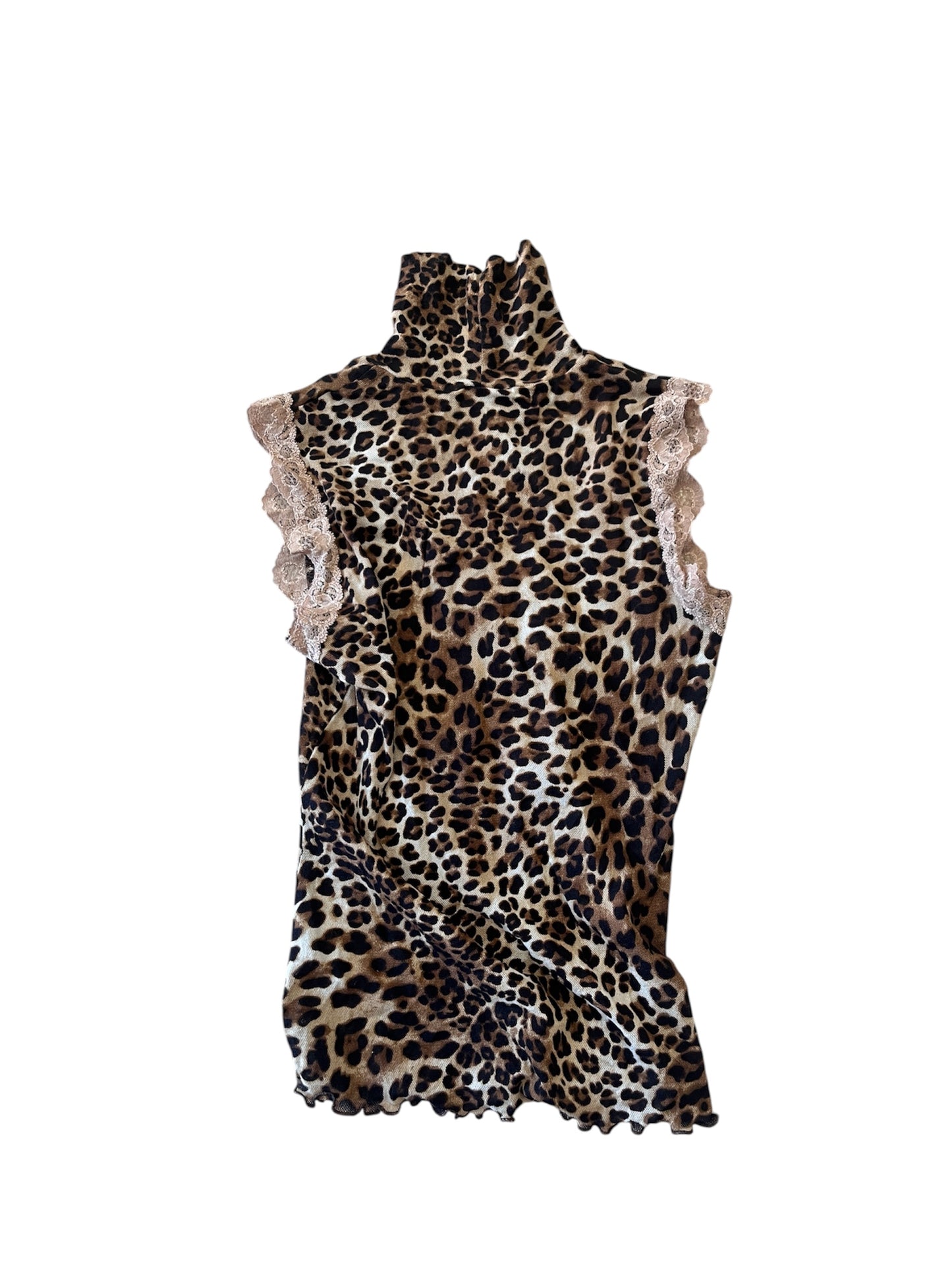 Leopard Lace Mock Neck Top #12781