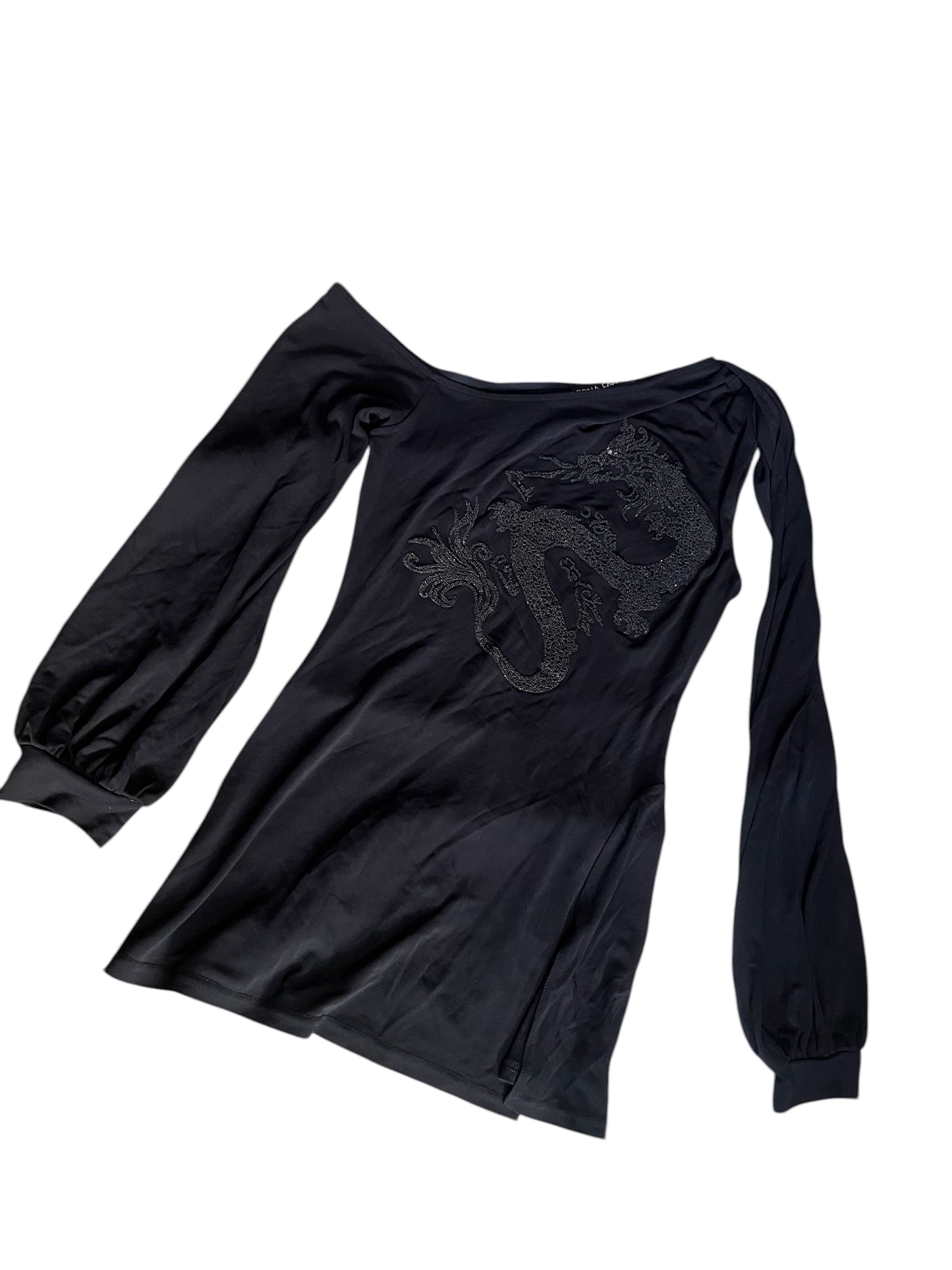 Orna Farho Black Dragon Beaded Top #12188