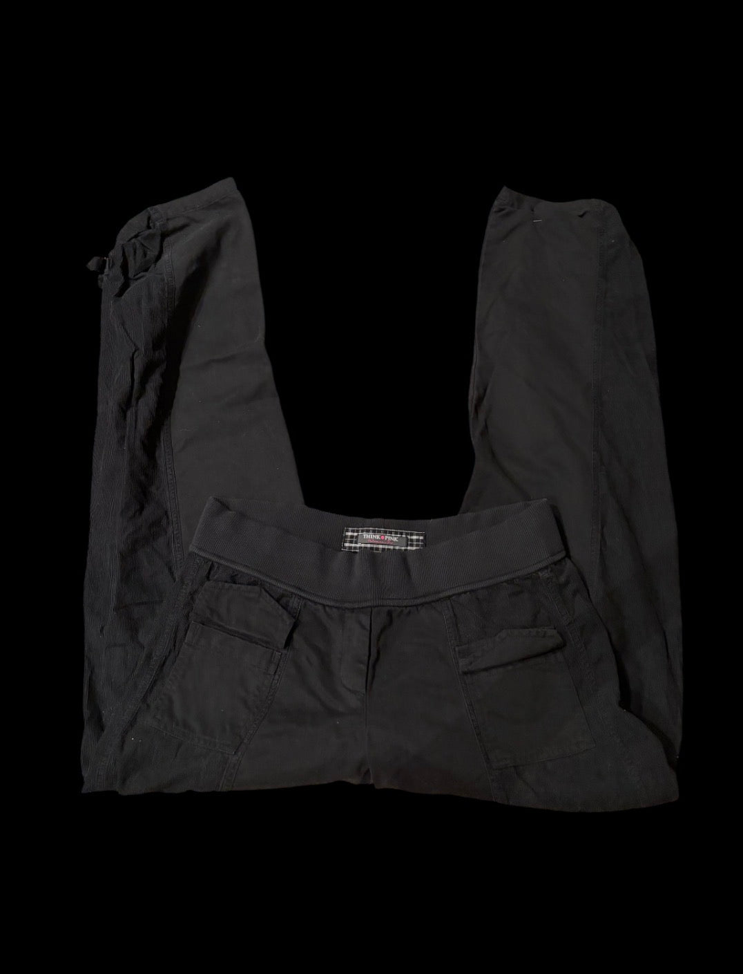 Think Pink Black Panelled Cargo Trousers #13607