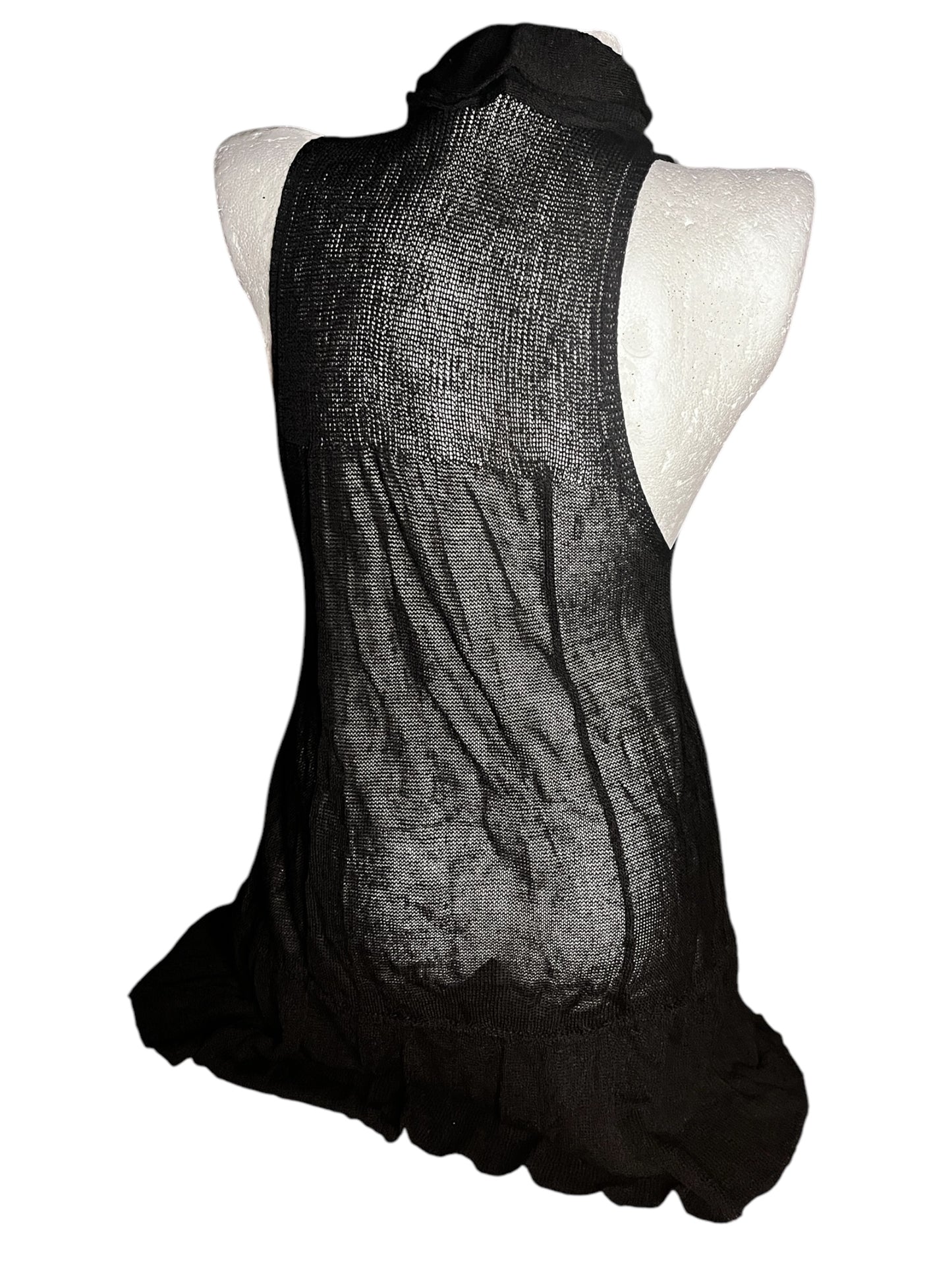 Linen sleeveless ruffled cardigan vest #7259