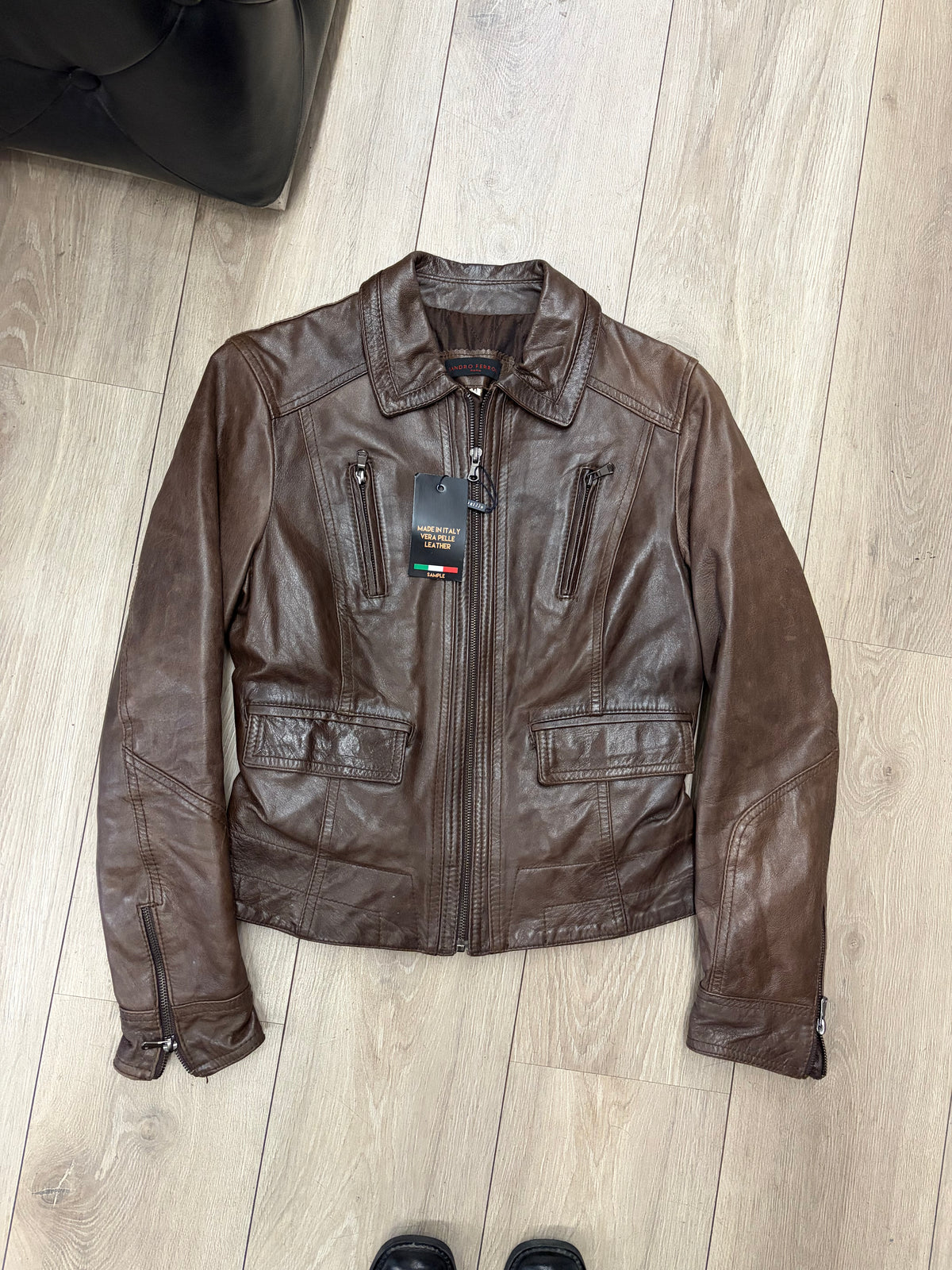 Sandro Ferro Brown Leather Jacket #13298