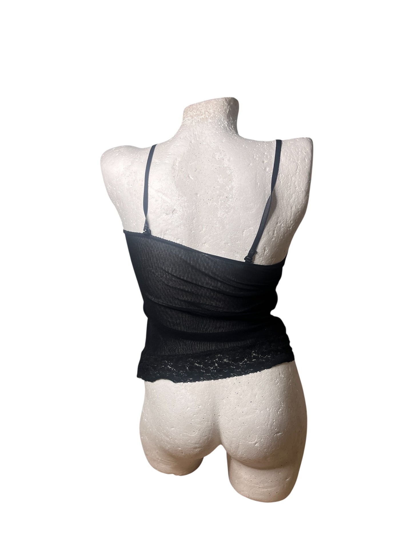 Black & Dusty Rose Lace Corset Top with Lace-Up Detail #11606