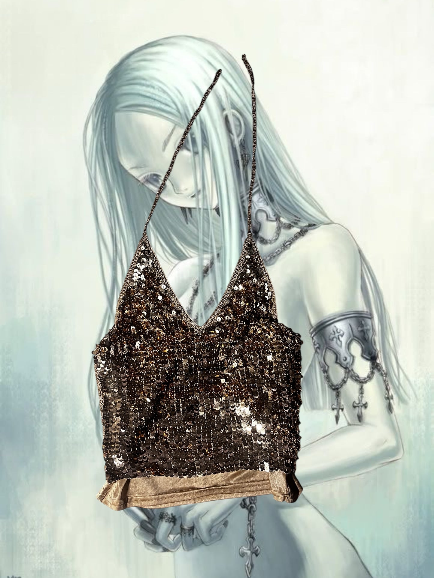 Gold Halterneck Top #8996