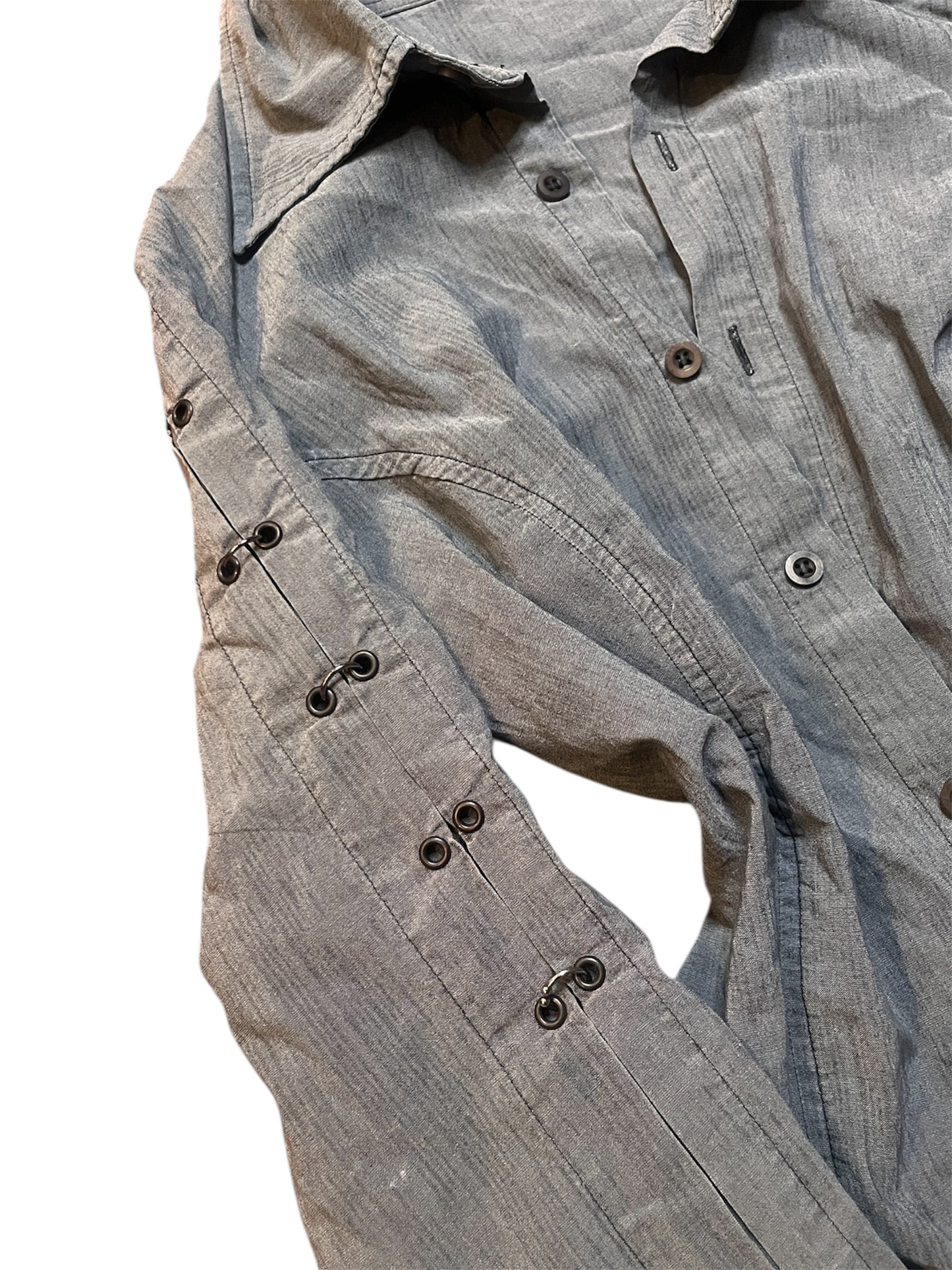 Take Two Fitted Utility Shirt with Eyelet Detail #11287