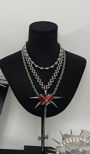 Spiked heart necklace 666999 #2988