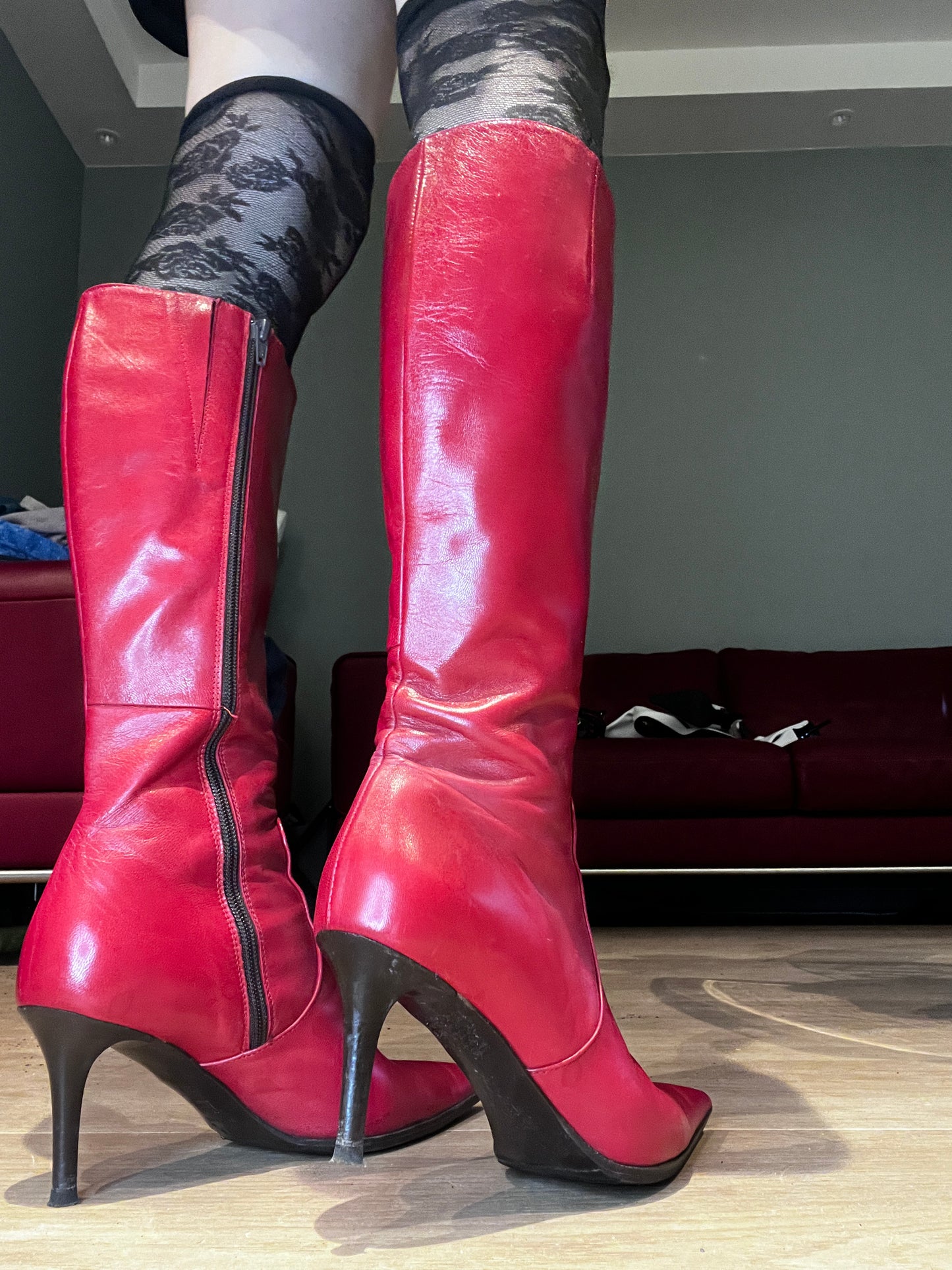 Magnetic Cherry Stiletto Boots #5657