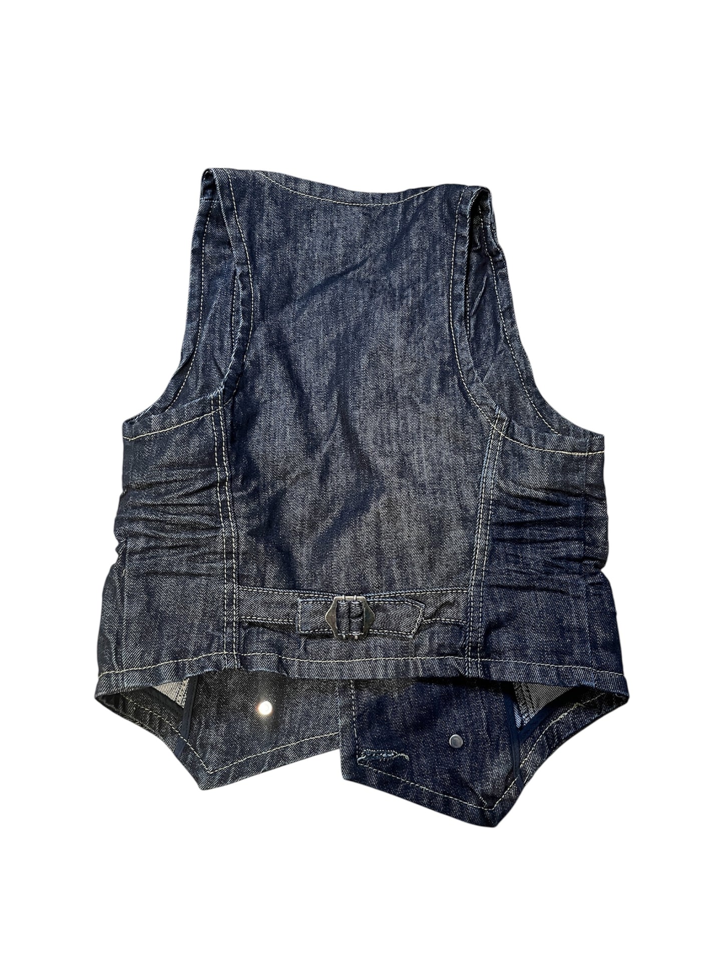 Y2K Double-Breasted Denim Utility Vest #11806