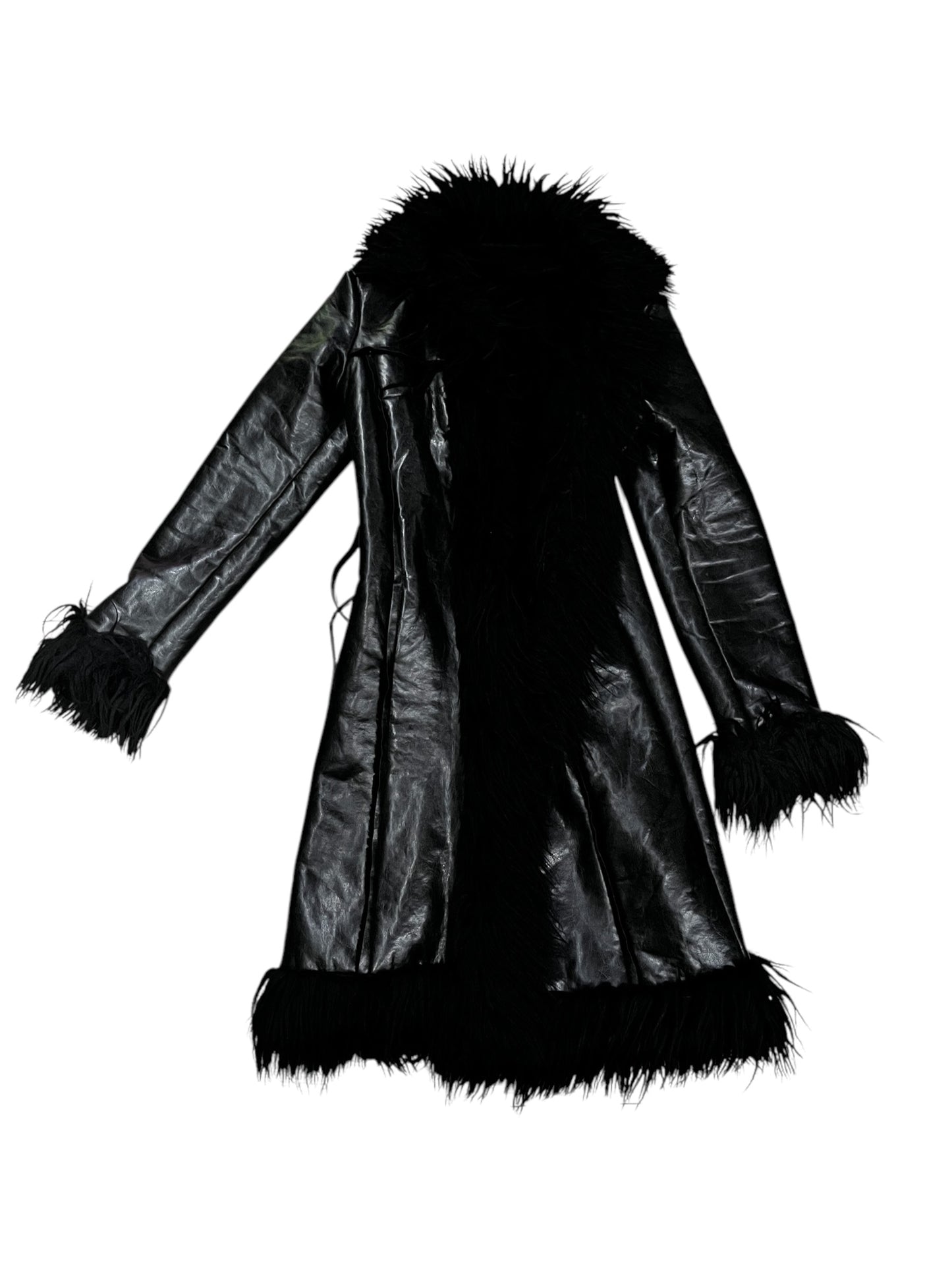 Italy Faux Leather Coat #6498