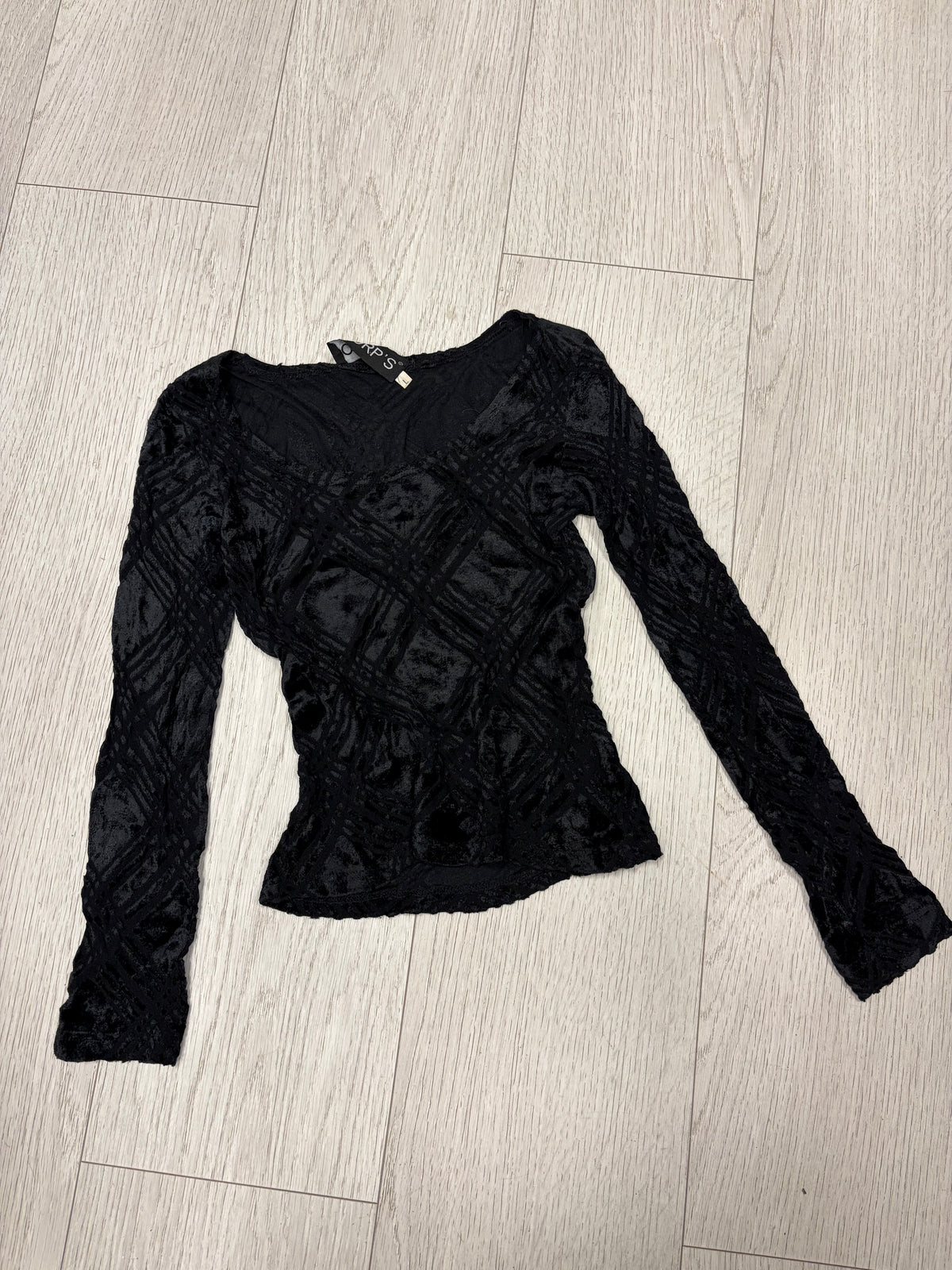 Black Burnout Velvet Top #13326