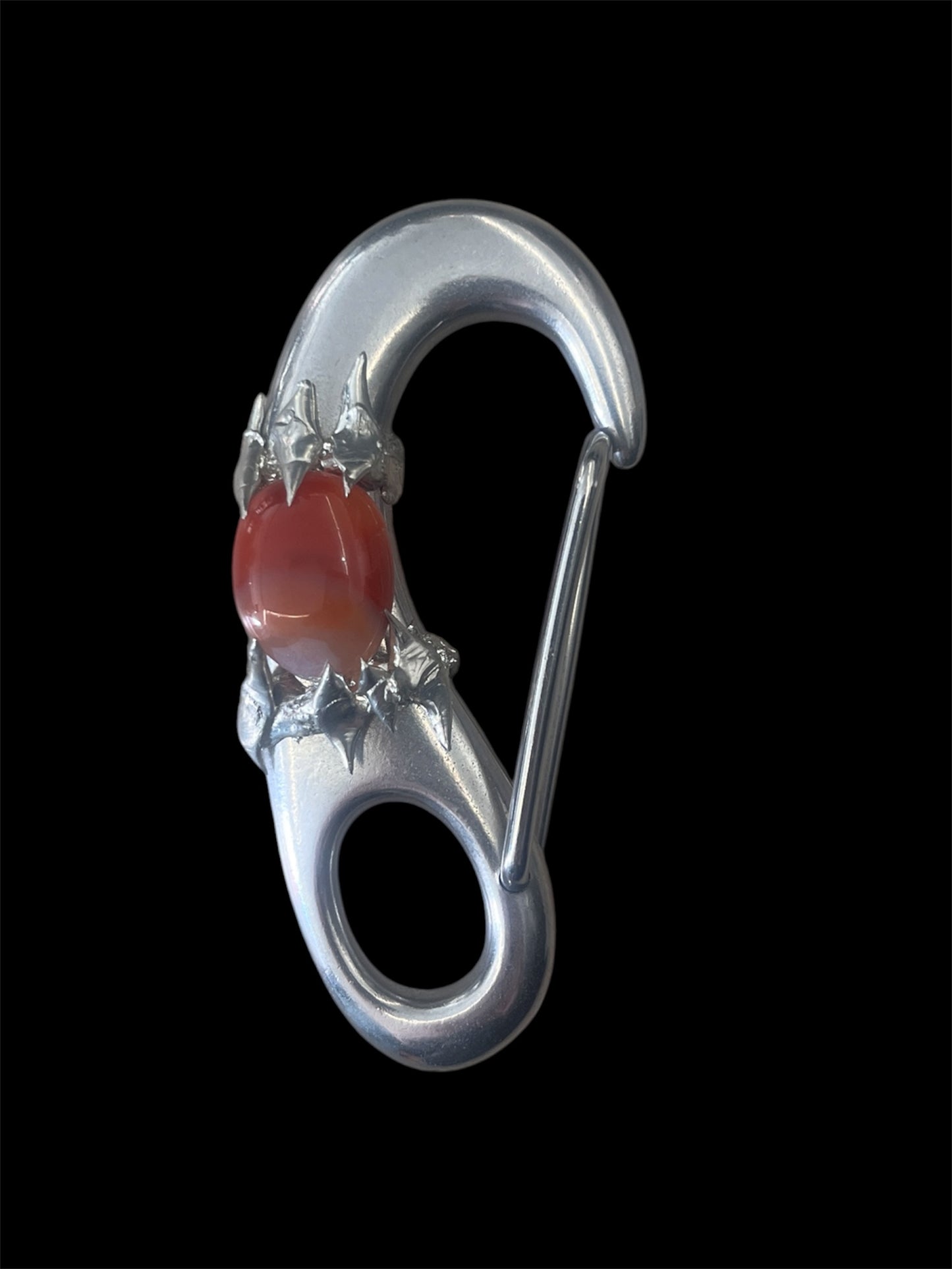 Carnelian Safety Pin Brooch — #12872
