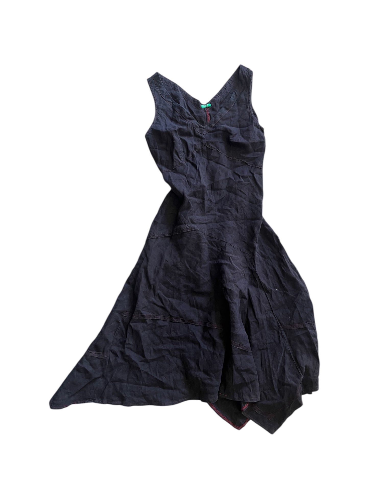 Black Linen Asymmetric Dress #11987