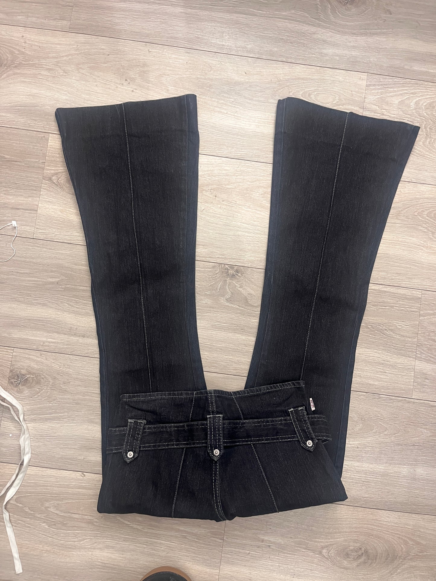 Black low-rise bootcut jeans #11375