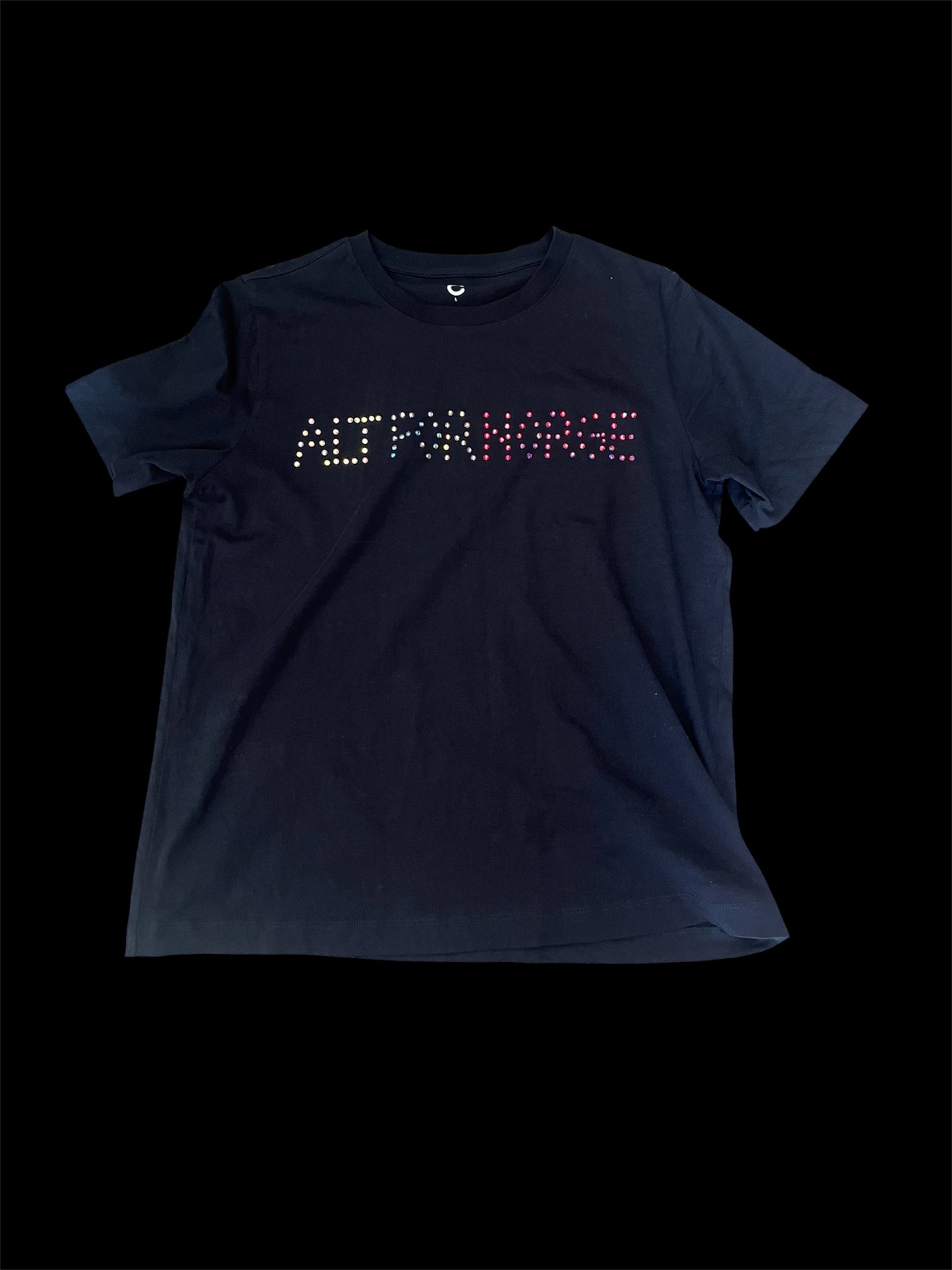 Black Muji “NORWAY” Rhinestone T-Shirt – Size XS #13008