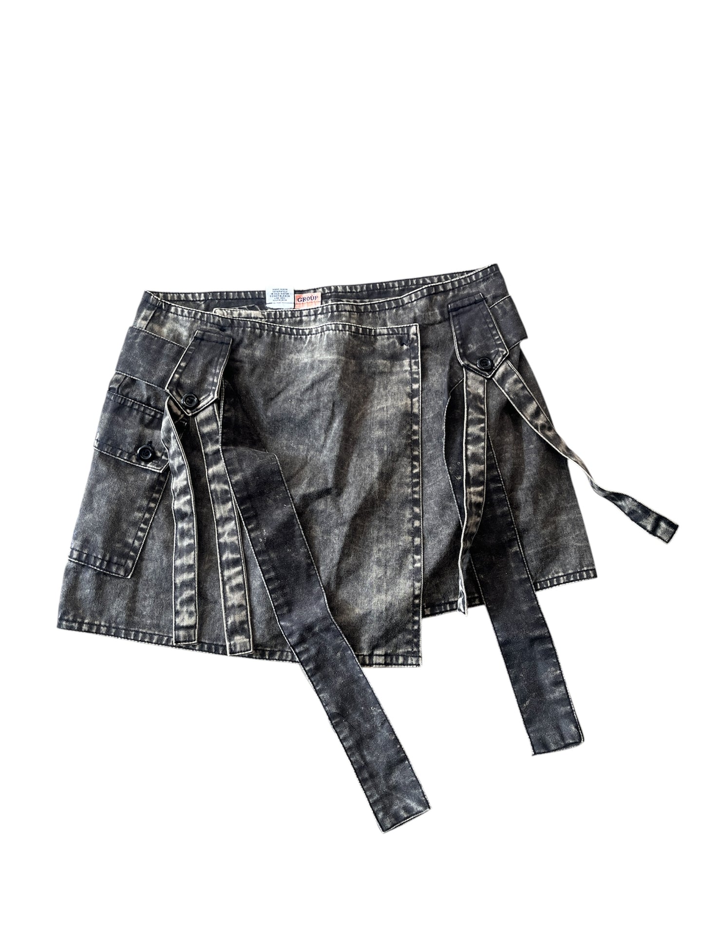 Washed Cargo Wrap Mini Skirt #12747