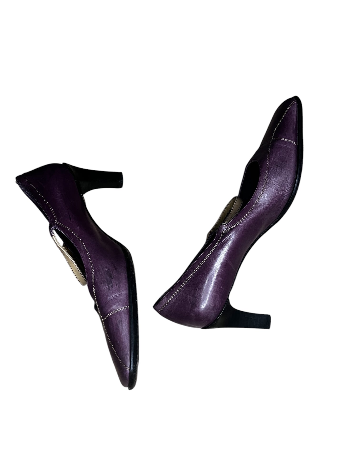 Square Lilac Vintage Italian Leather Kitten Ballerinas 38 #7343