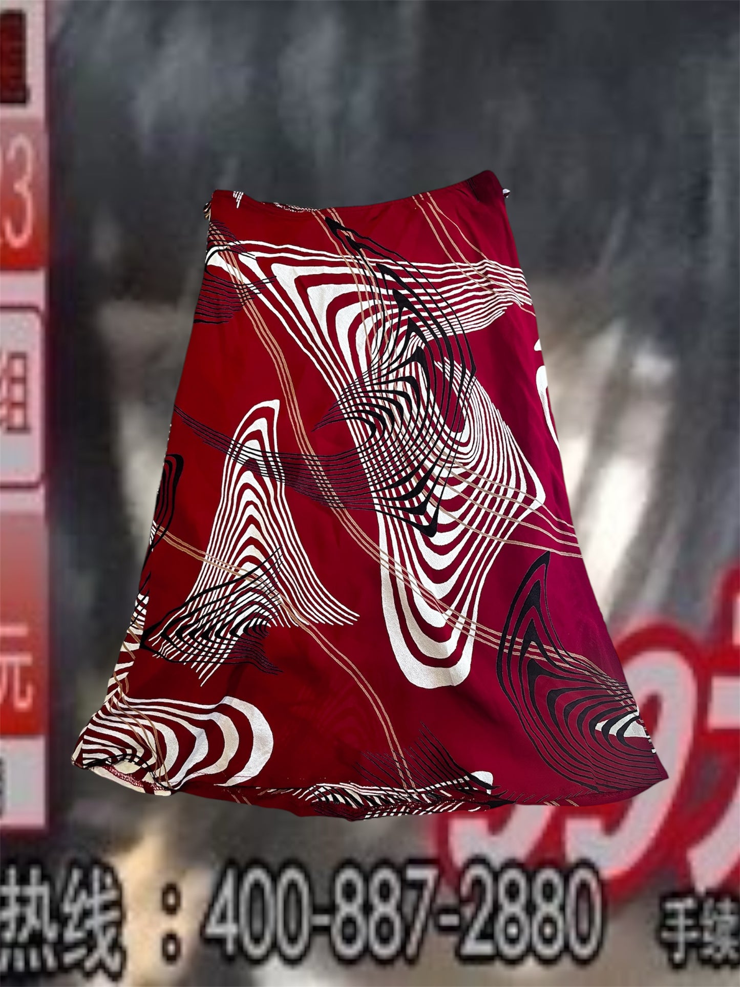 Psychedelic Red Wave Skirt #5810