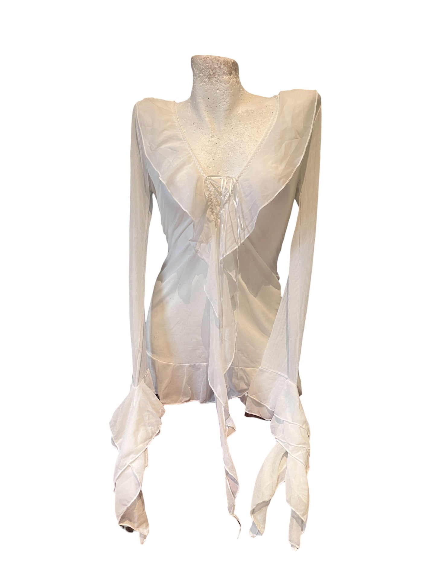Y2K Sheer Lace-Up Fairy Top #11827