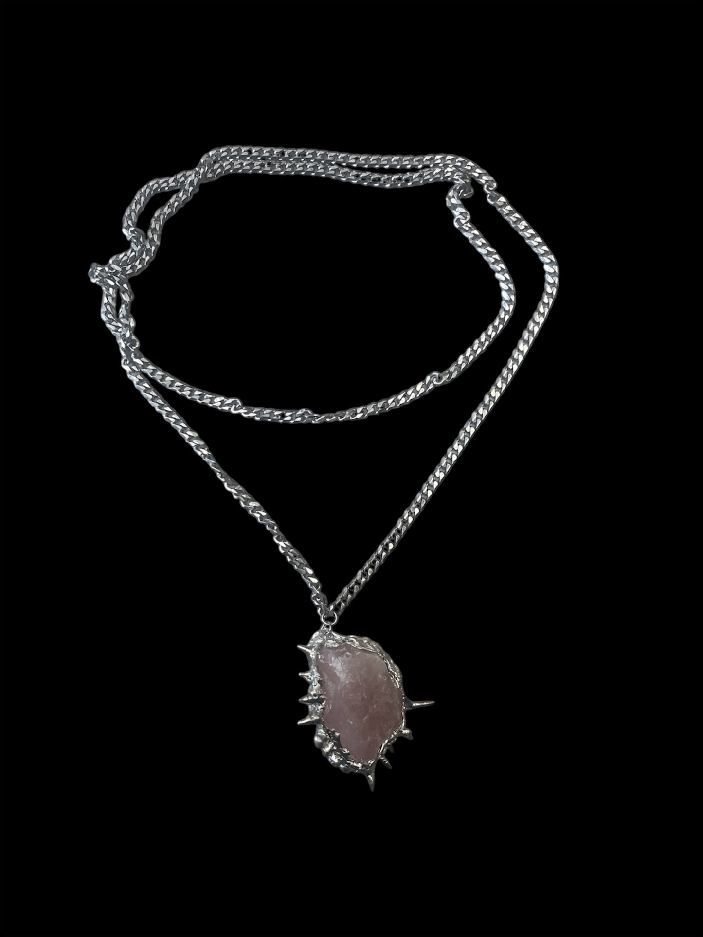 Thorned Rose Quartz Pendant — #12871