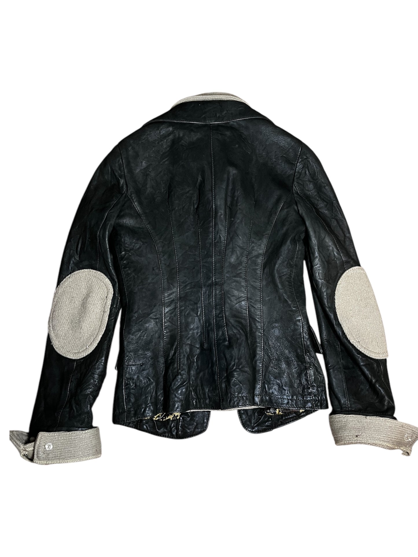 Two Layered Button Up Leather Jacket #6947