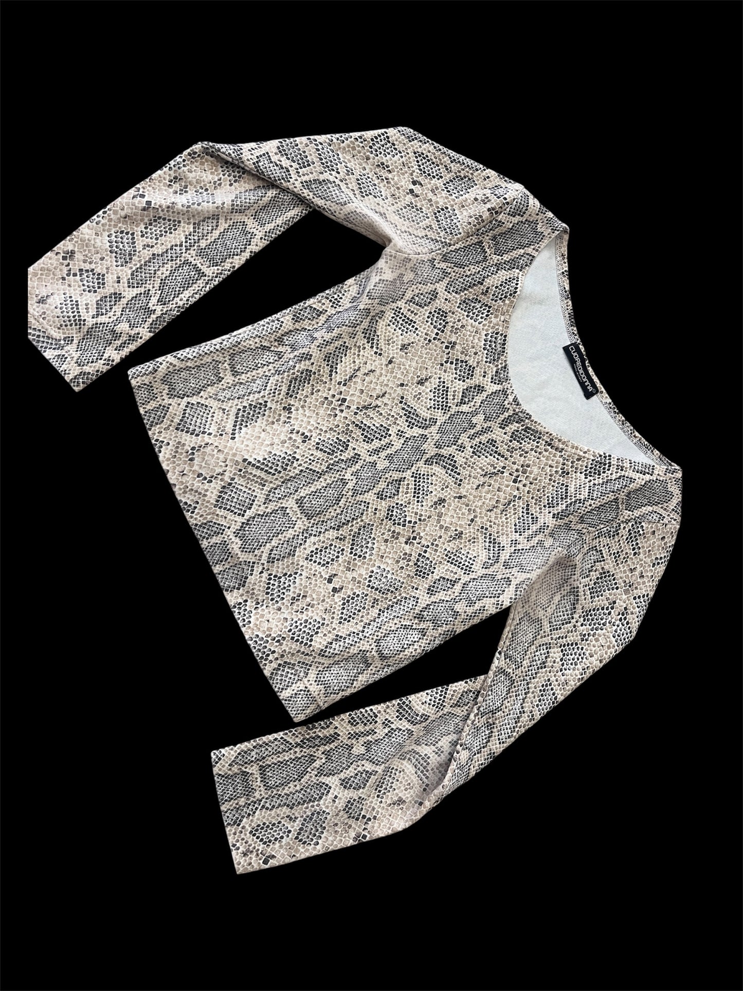 Snake Print Stretch Long Sleeve Top #13001