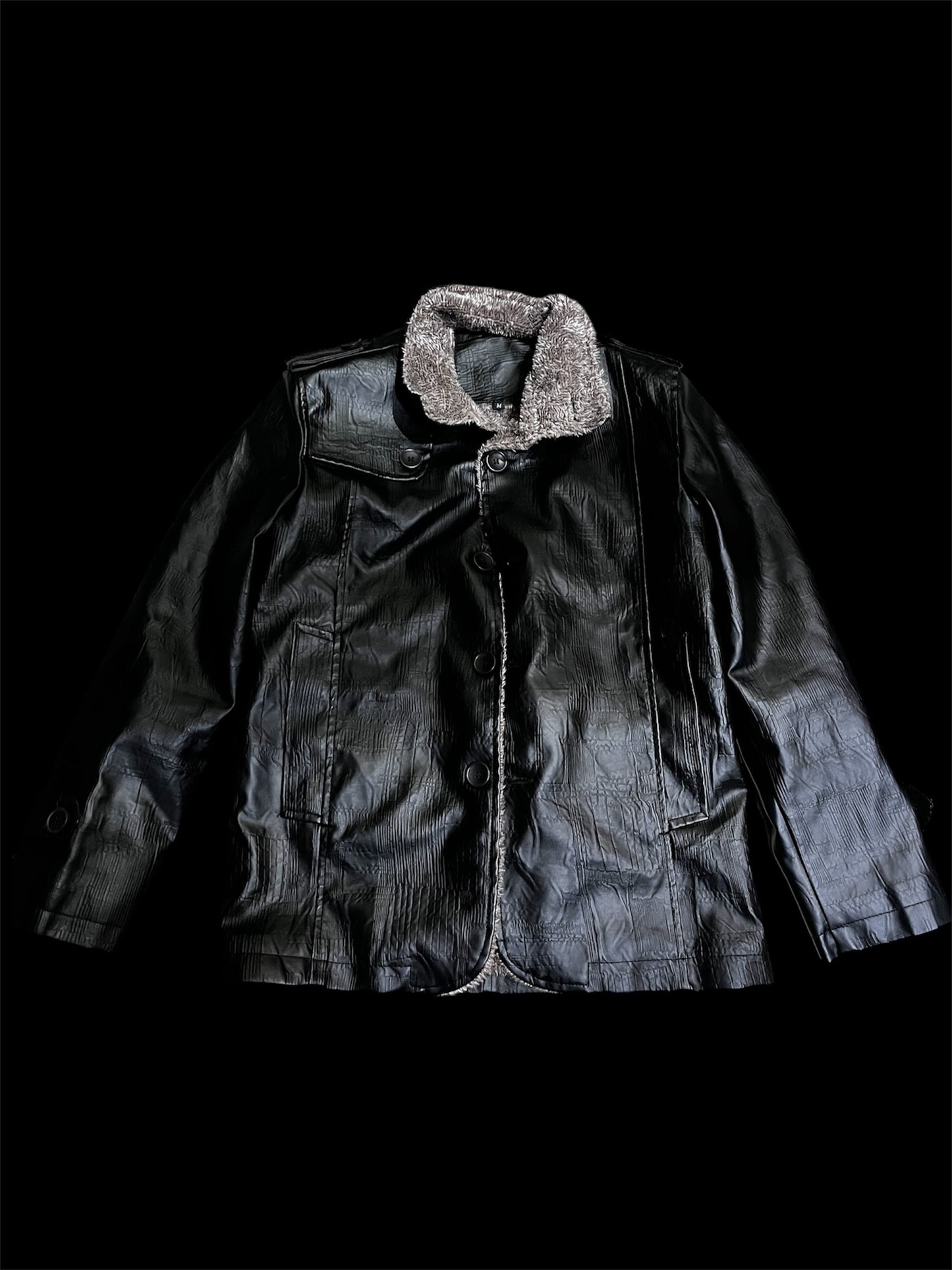 Faux Leather Jacket with Fleece Lining #6061