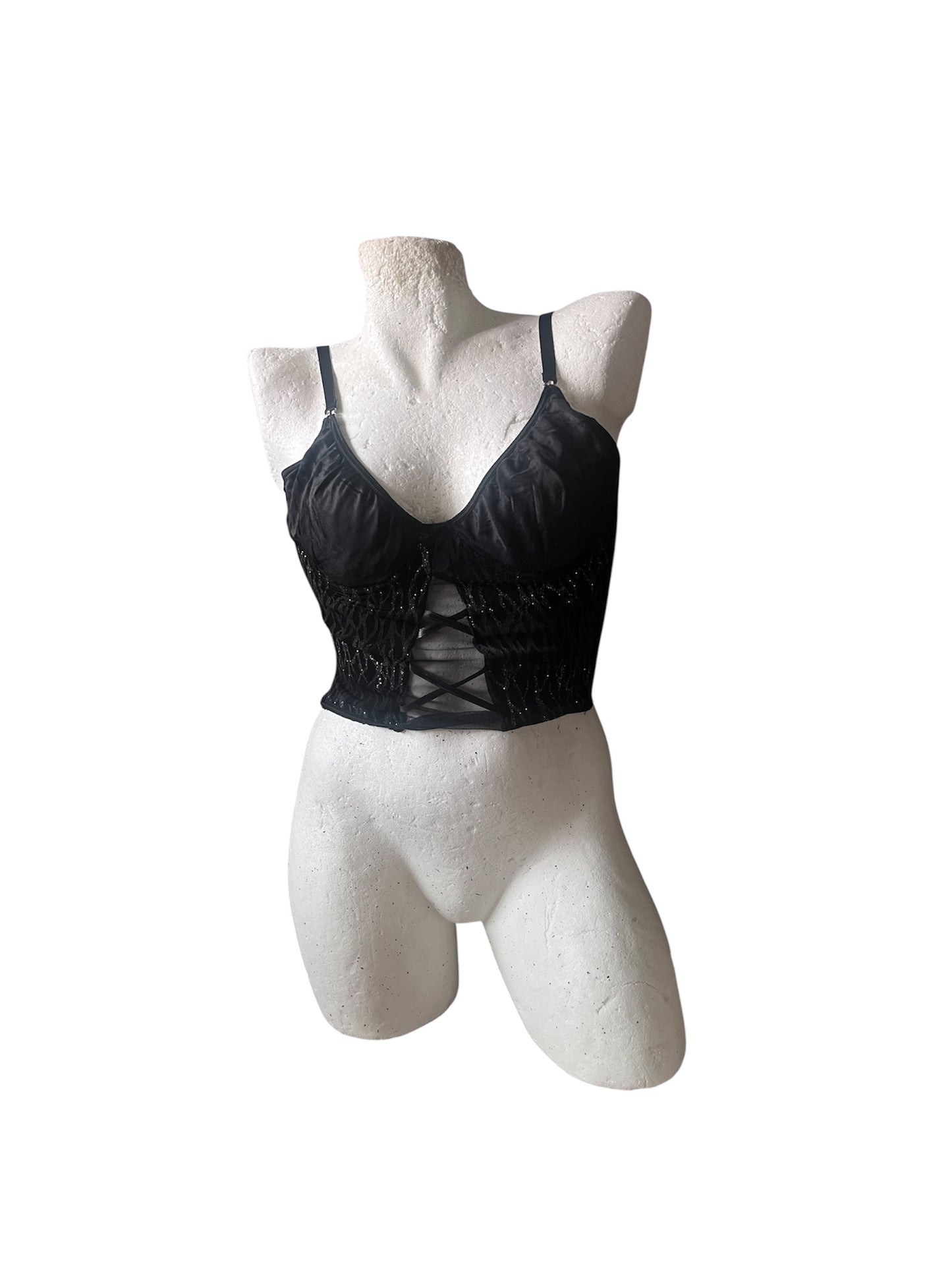 Black mesh corset top #12590