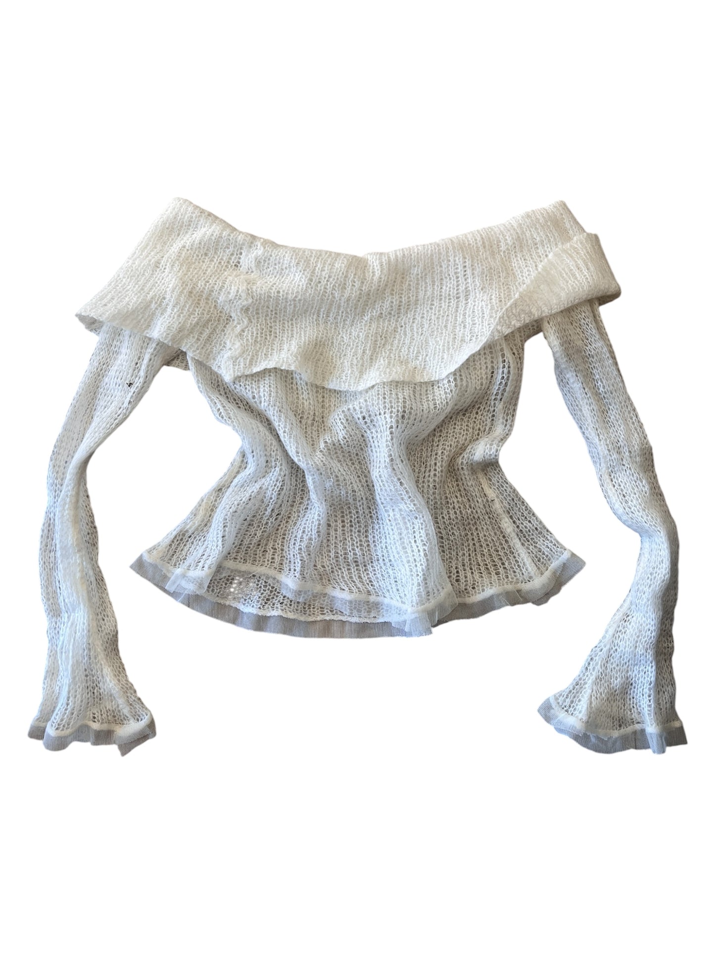 Ivory Mohair Knit Off-Shoulder Top #12777
