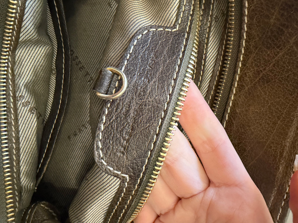 Brown Leather Buckle Shoulder Bag #13623