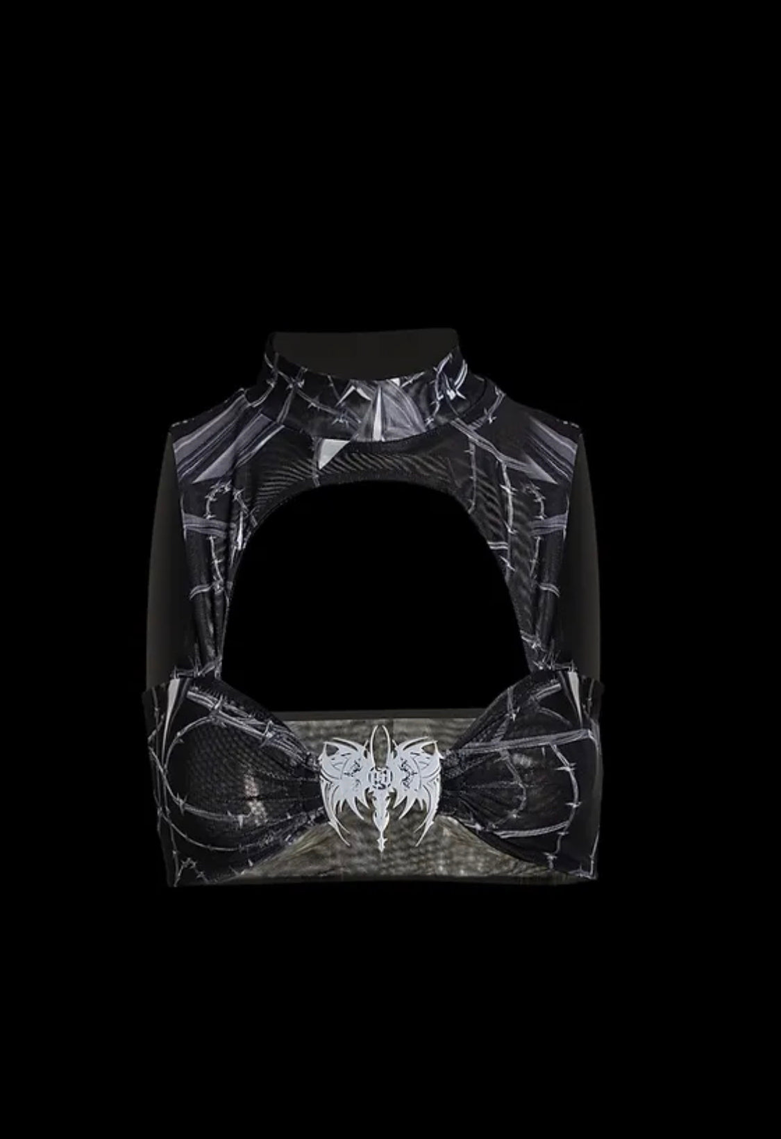 666999 metal logo thorns printed mesh top #2575