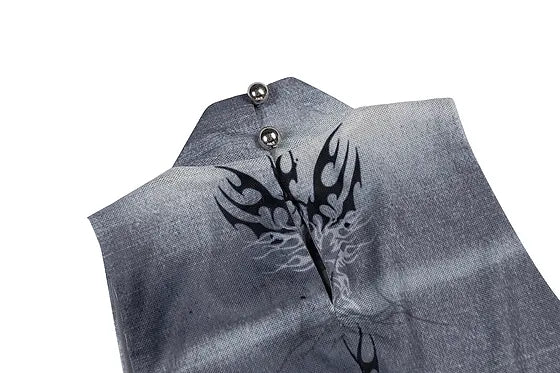 666999 Cyber sigils-printed stretch-mesh side spilt dress #2577