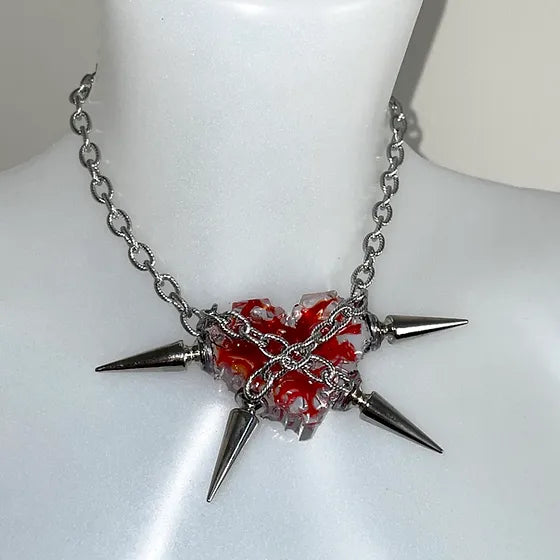 Bleeding cyber heart necklace 666999 #2571