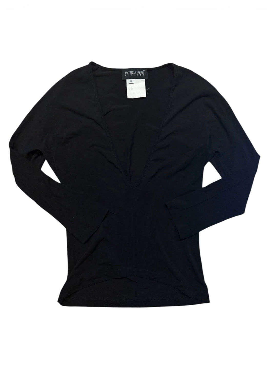 Black Patrizia Pepe long sleeve top with plunging neckline