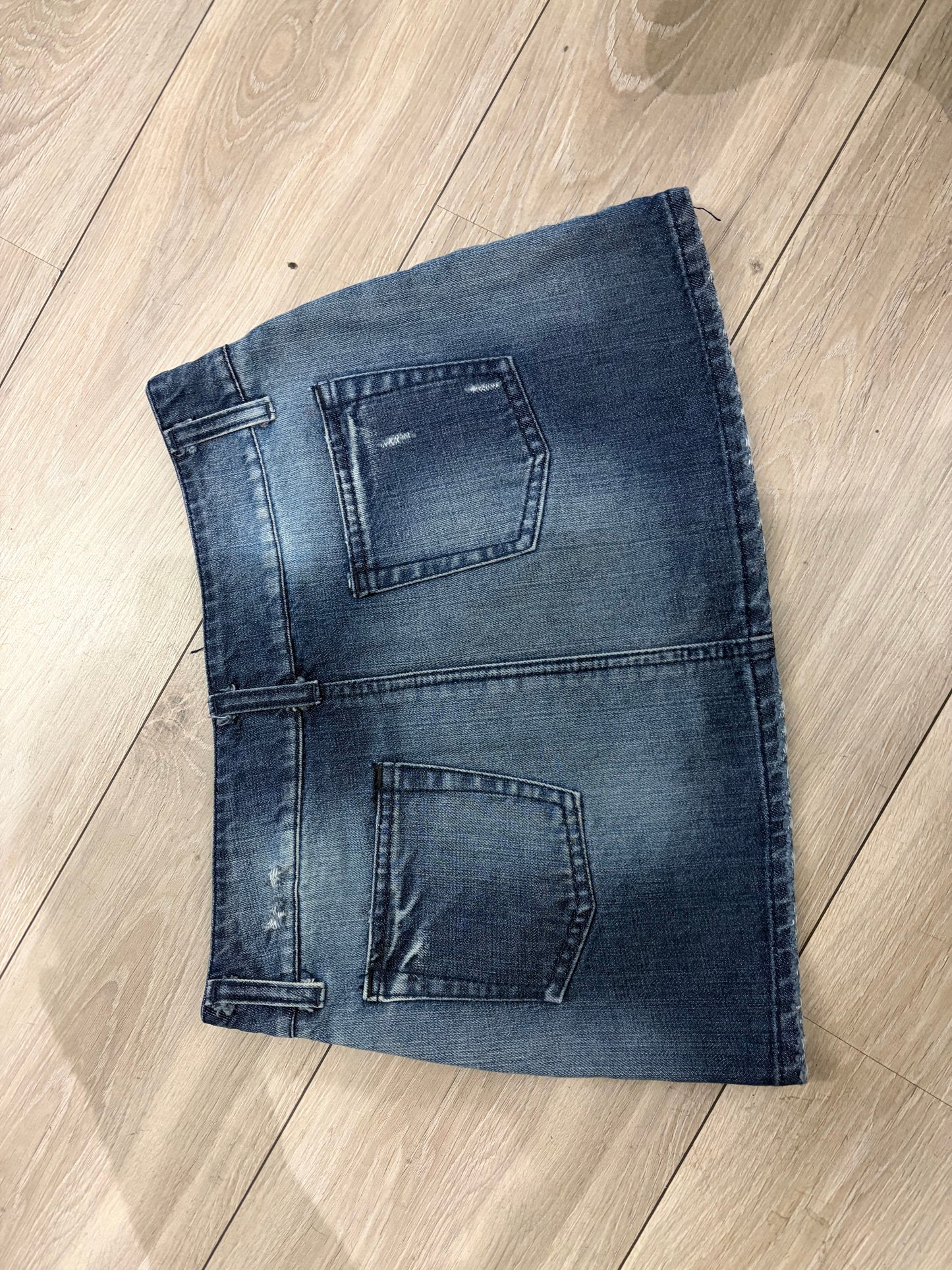 Please Distressed Denim Wrap Skirt #13319