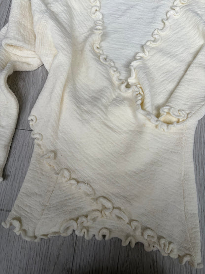 Féminine Ruffled Wrap Knit Top #13165