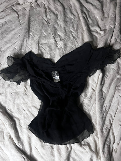 Roberta Scarpa black silk fairy top – made in Italy #11090