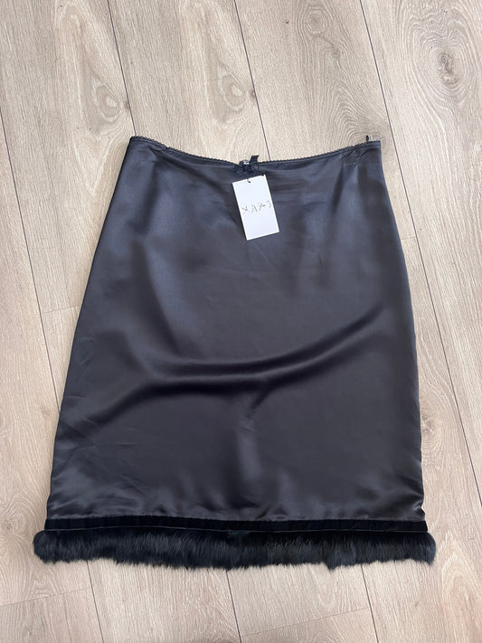 Kookaï Satin Fur Trim Mini Skirt #11002