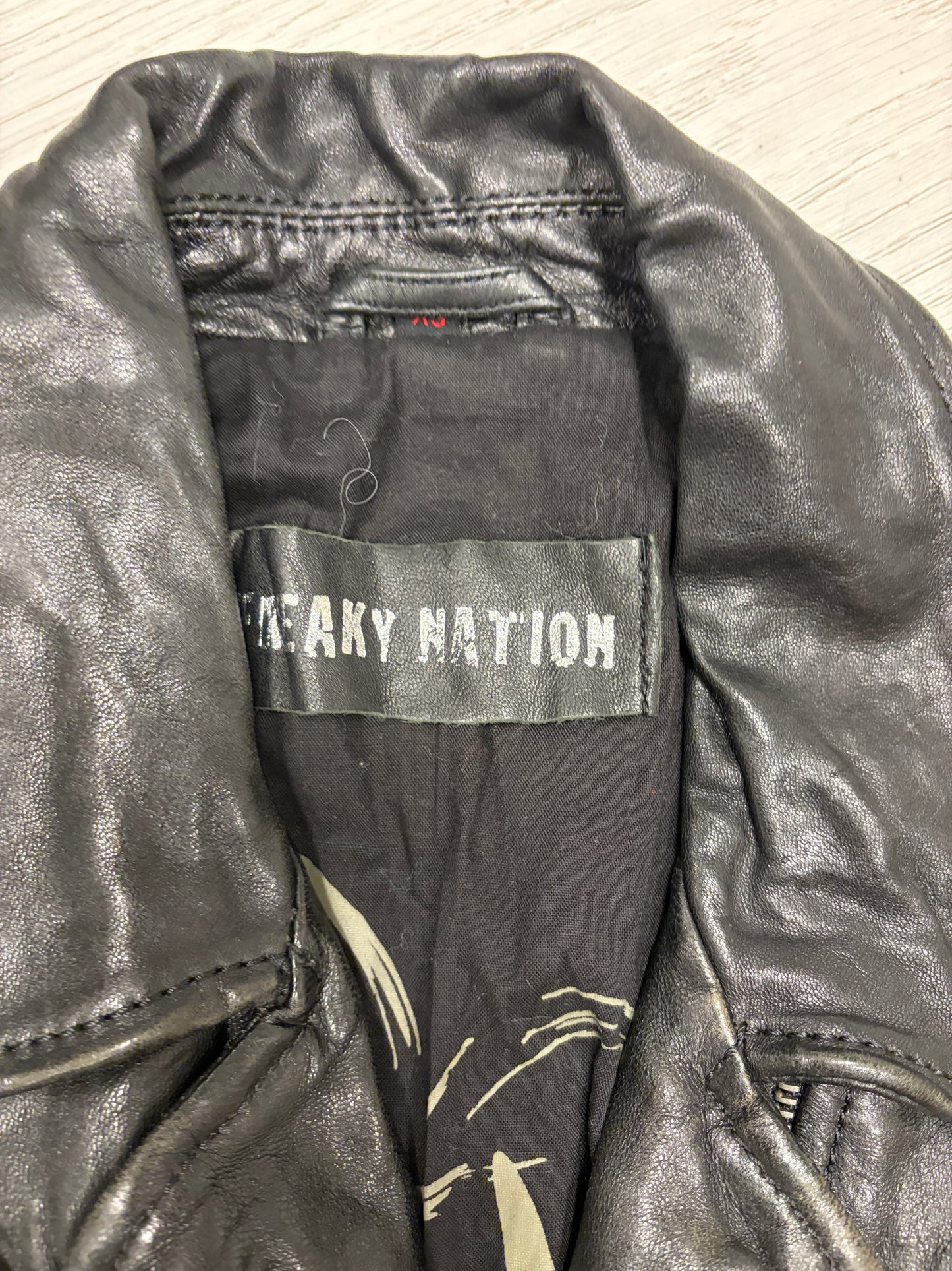 Freaky Nation Fitted Leather Biker Jacket #13325