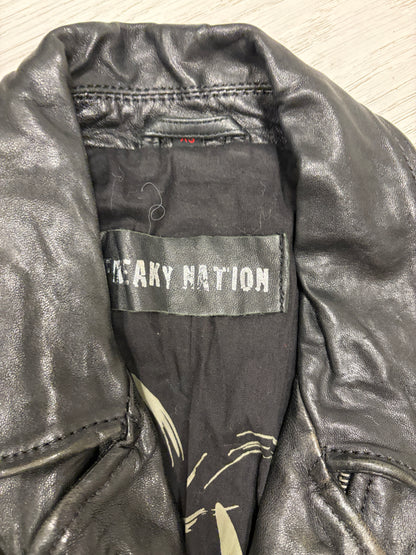 Freaky Nation Fitted Leather Biker Jacket #13325