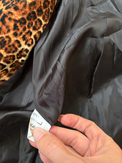 Italian Leopard-Print Velvet Maxi Coat #13195