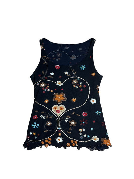 Floral Noir Mesh Top #5731