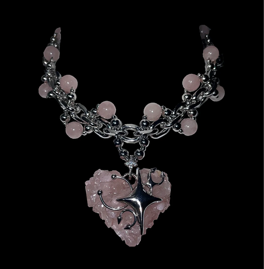 Stellar Rose Quartz Heart Necklace 666999