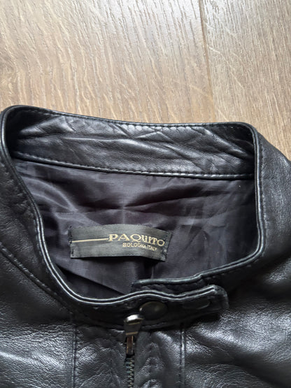 Paquito Black Leather Moto Jacket with Cargo Pockets #13562