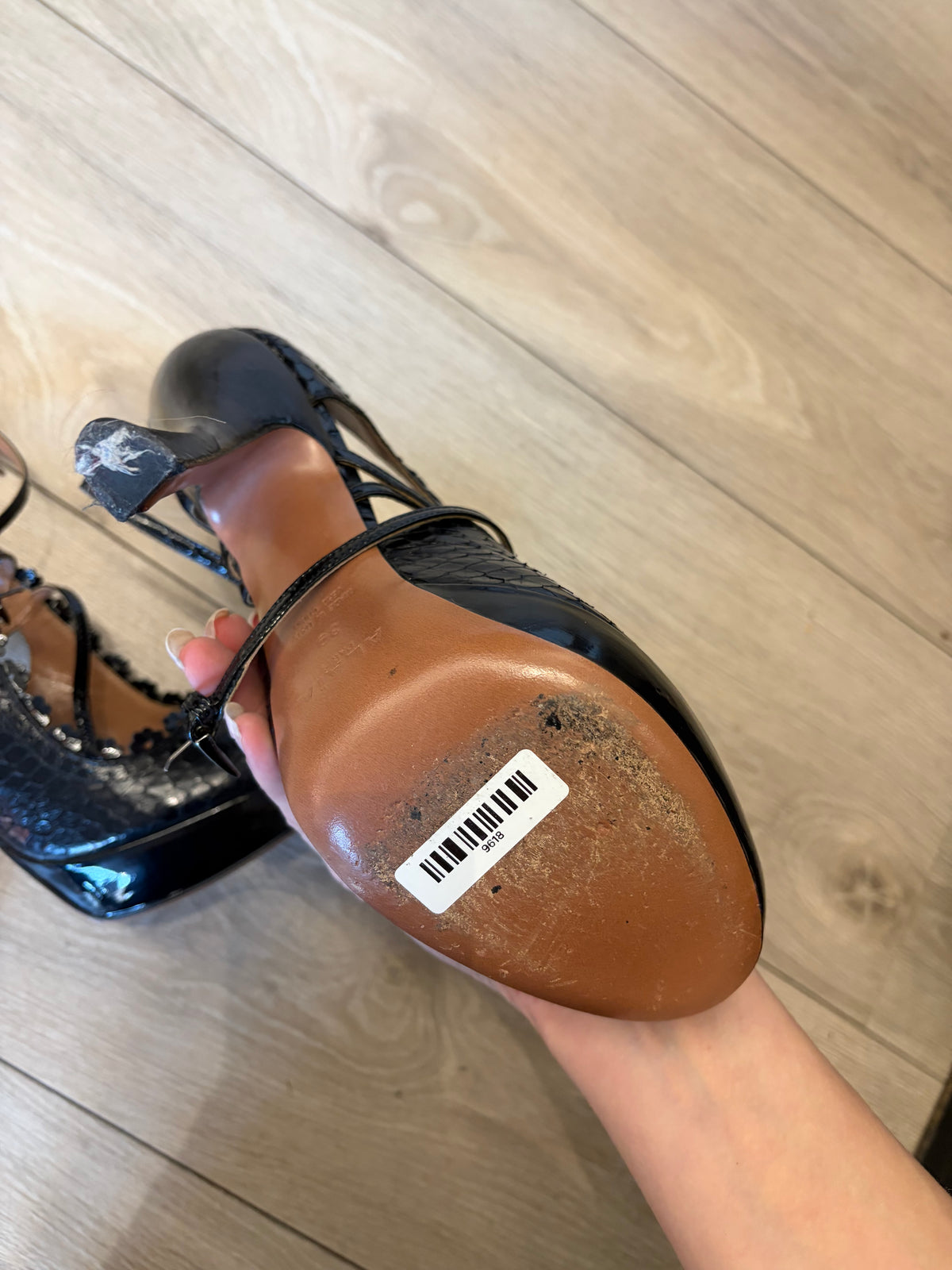 Alaïa Black Floral-Trim Platform Pumps #9618